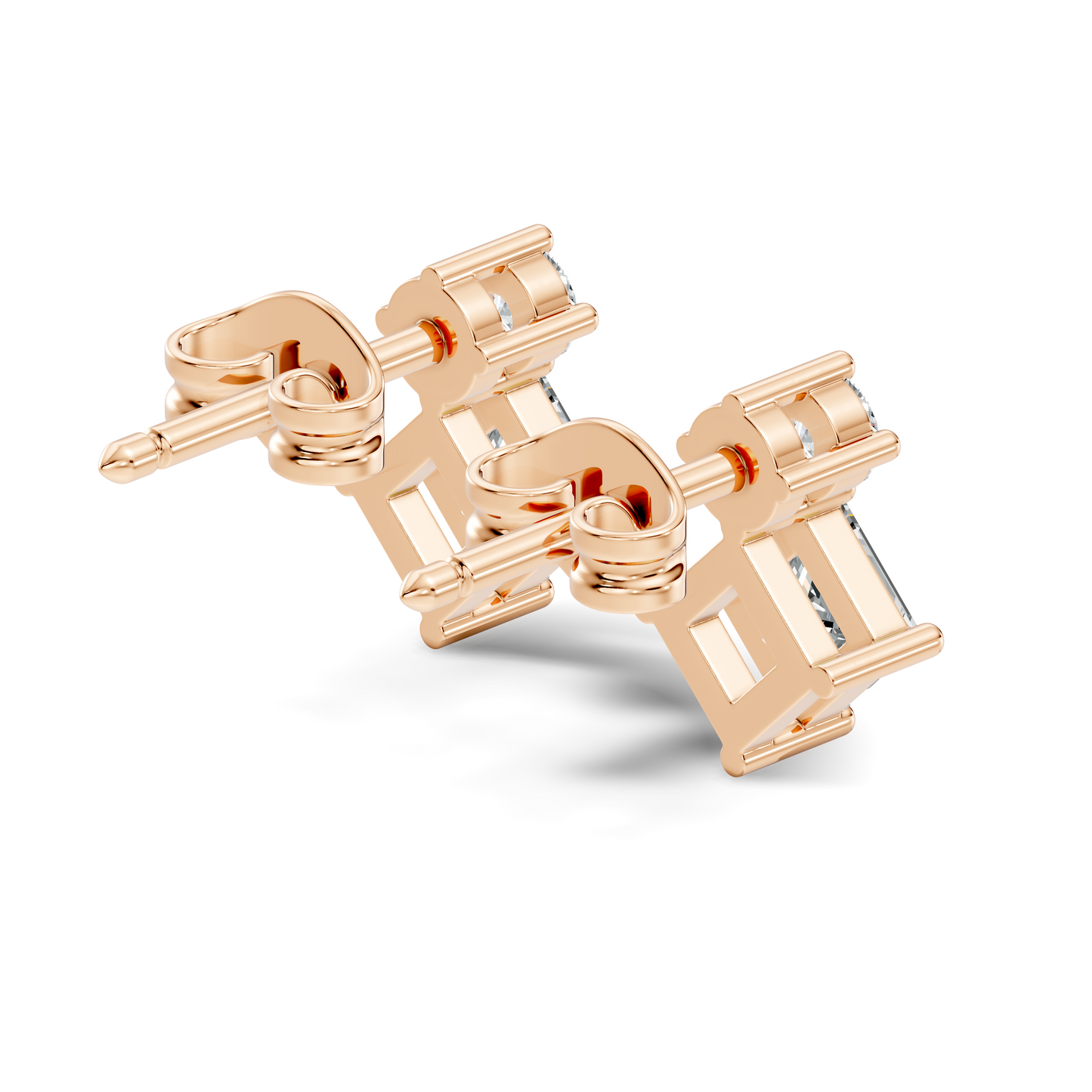 Princess & Round Shape Natural And Lab Grown Diamond 14k Solid Gold Classic Studs Diamond Earrings