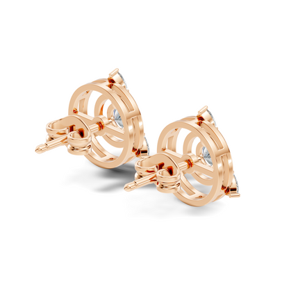 Pear & Round Shape Natural & Lab Grown Diamond 1.16 Ct 14k Solid Gold Classic Diamond Earrings