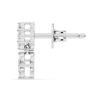 Marquise And Round Shape 10k Solid White Gold Elegance Vintage Classic Diamond Earrings For Women