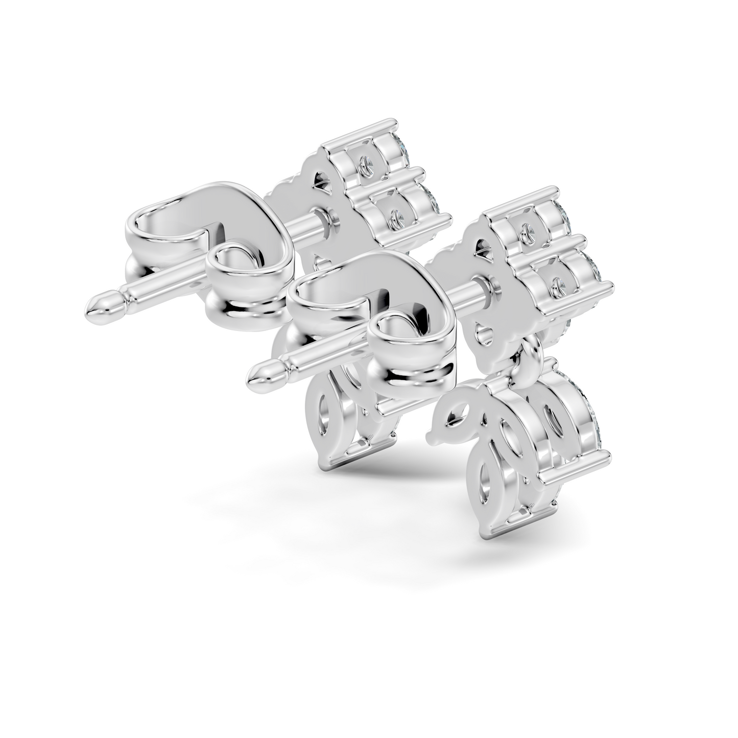 Marquise And Round Shape 10k Solid White Gold Elegance Vintage Classic Diamond Earrings For Women