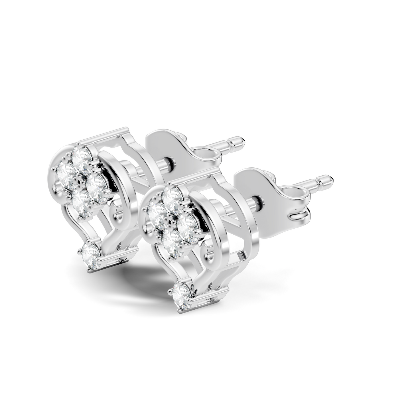 10k Solid Rose Gold Round Shape lab Grown & Natural Diamond Unique Every Wear Diamond Earrings