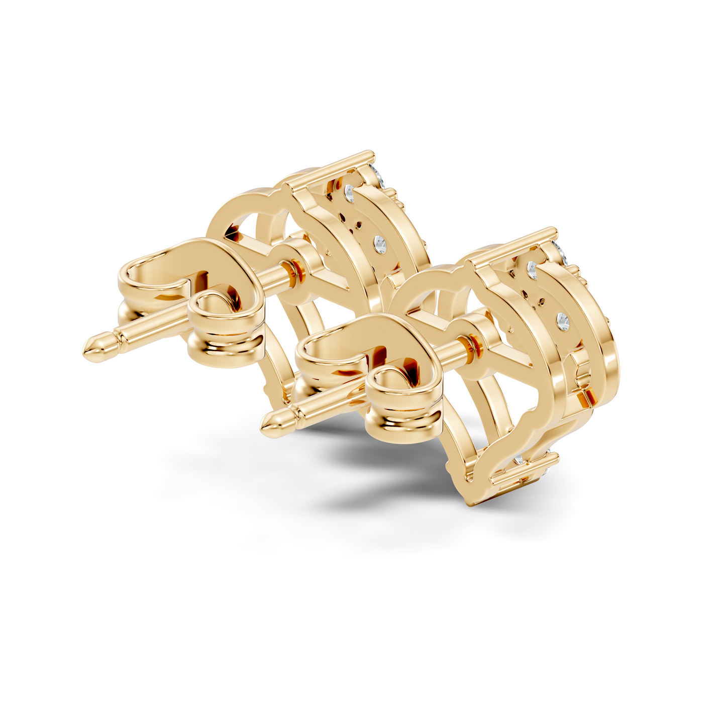 10k Solid Rose Gold Round Shape lab Grown & Natural Diamond Unique Every Wear Diamond Earrings