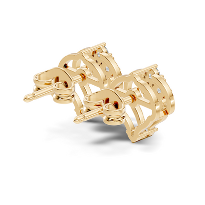 10k Solid Rose Gold Round Shape lab Grown & Natural Diamond Unique Every Wear Diamond Earrings