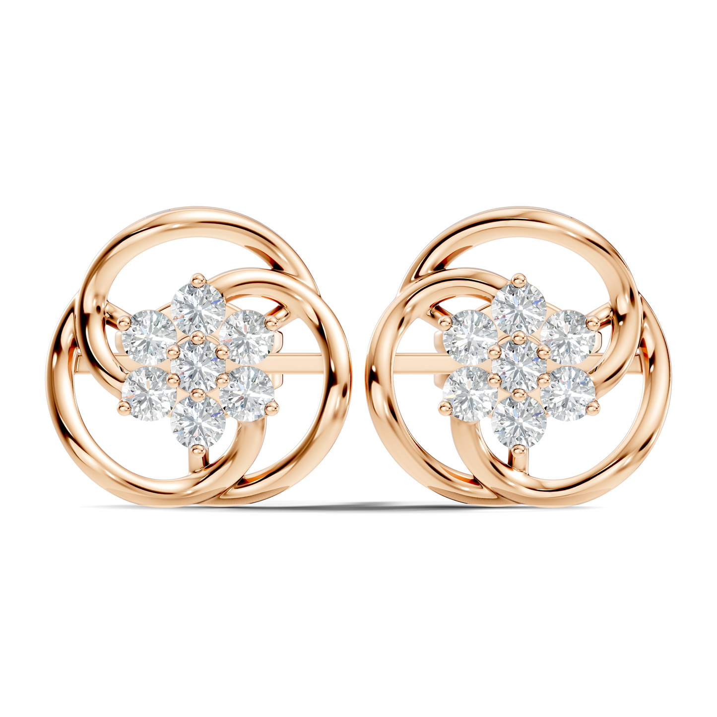 Round Shape Lab Gown & Natural Diamond Affordable Stunning Sparkling Diamond Earrings For Anniversary Gift