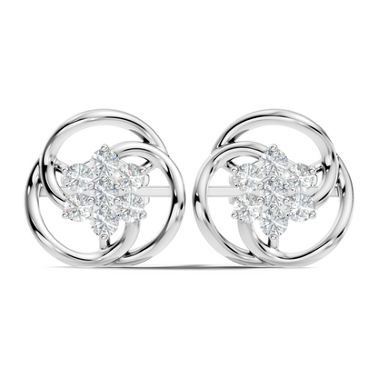 Round Shape Lab Gown & Natural Diamond Affordable Stunning Sparkling Diamond Earrings For Anniversary Gift