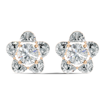 Halfmoon Antique Cut Diamond Stud Earrings Round Lab Grown luxury Stud Earring Perfect Gift For Her