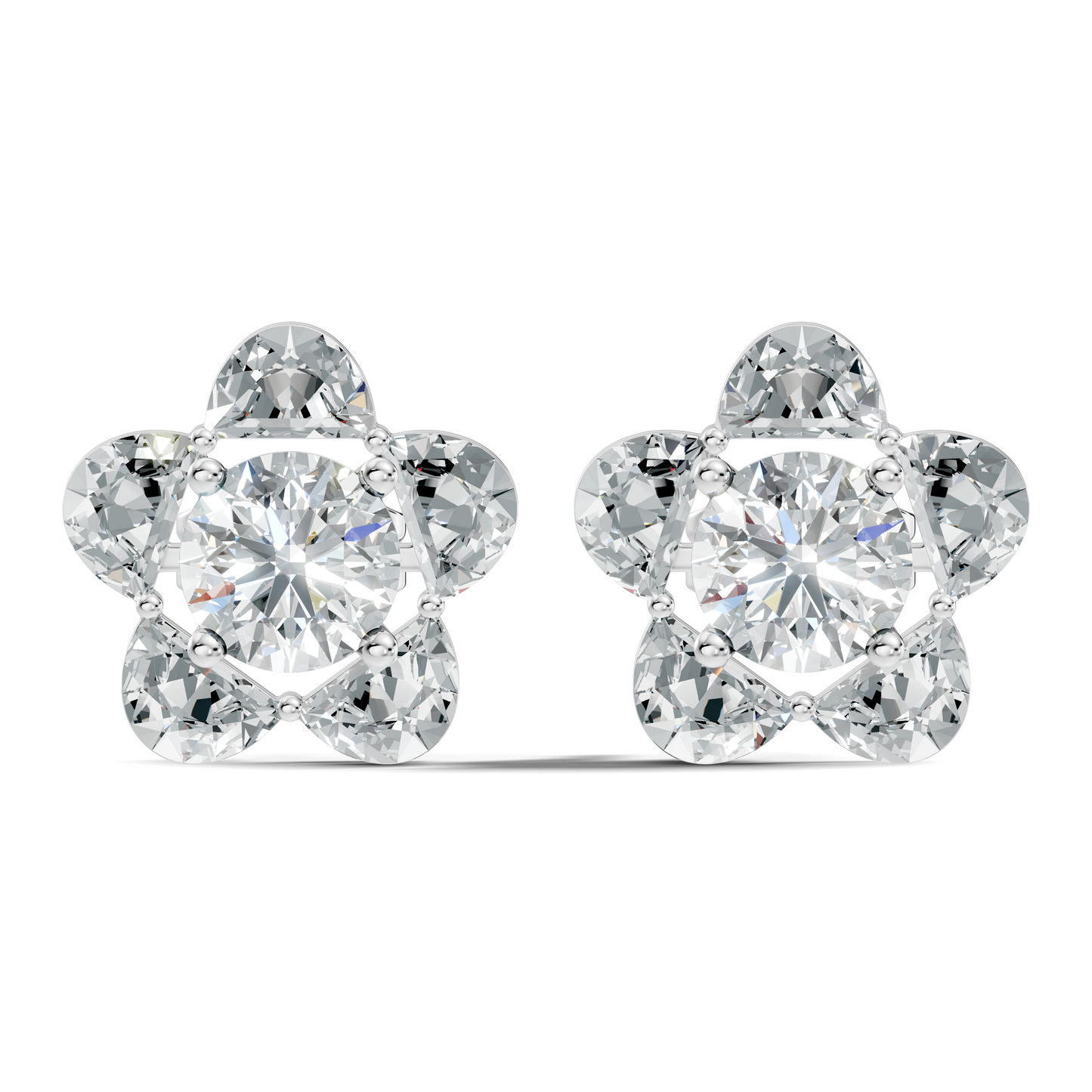 Halfmoon Antique Cut Diamond Stud Earrings Round Lab Grown luxury Stud Earring Perfect Gift For Her