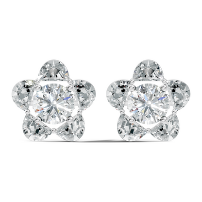 Halfmoon Antique Cut Diamond Stud Earrings Round Lab Grown luxury Stud Earring Perfect Gift For Her