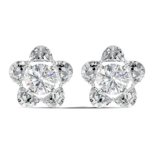 Halfmoon Antique Cut Diamond Stud Earrings Round Lab Grown luxury Stud Earring Perfect Gift For Her