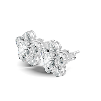 Halfmoon Antique Cut Diamond Stud Earrings Round Lab Grown luxury Stud Earring Perfect Gift For Her