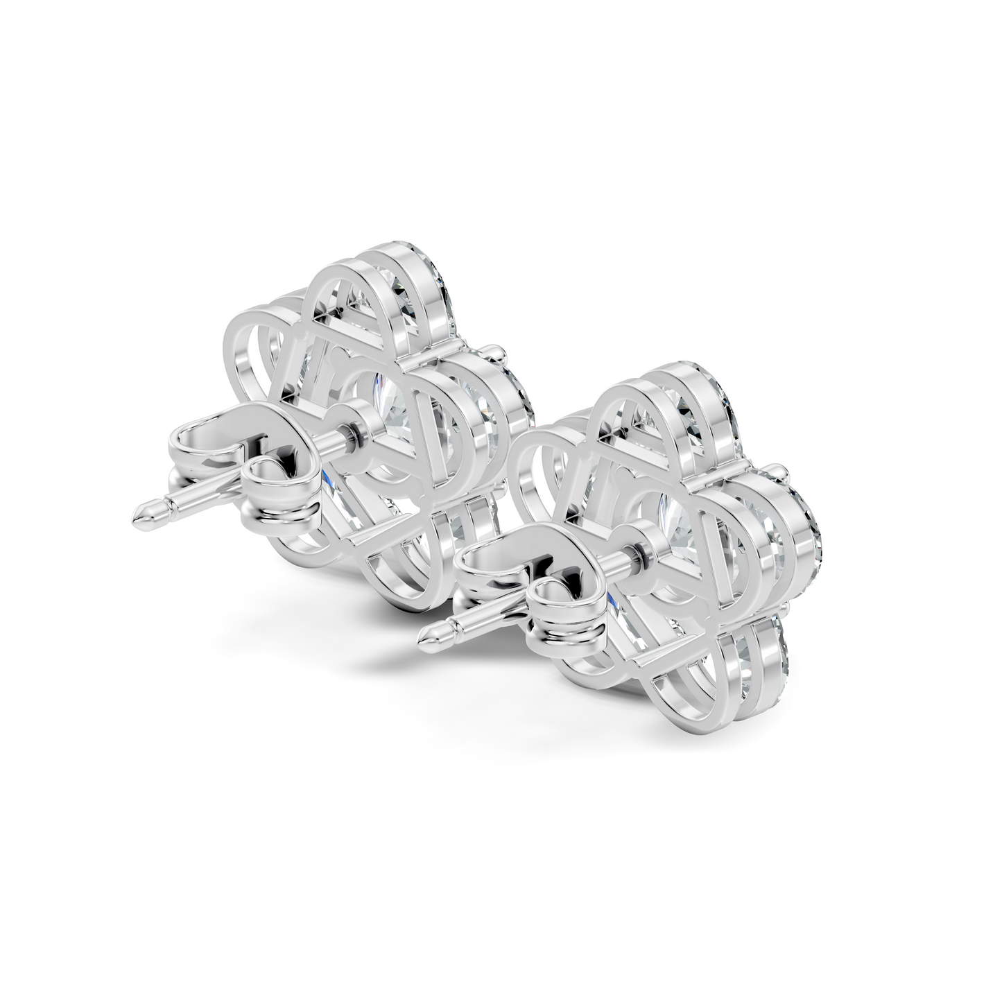 Halfmoon Antique Cut Diamond Stud Earrings Round Lab Grown luxury Stud Earring Perfect Gift For Her