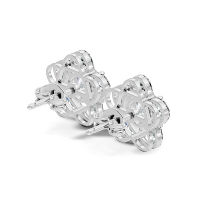 Halfmoon Antique Cut Diamond Stud Earrings Round Lab Grown luxury Stud Earring Perfect Gift For Her