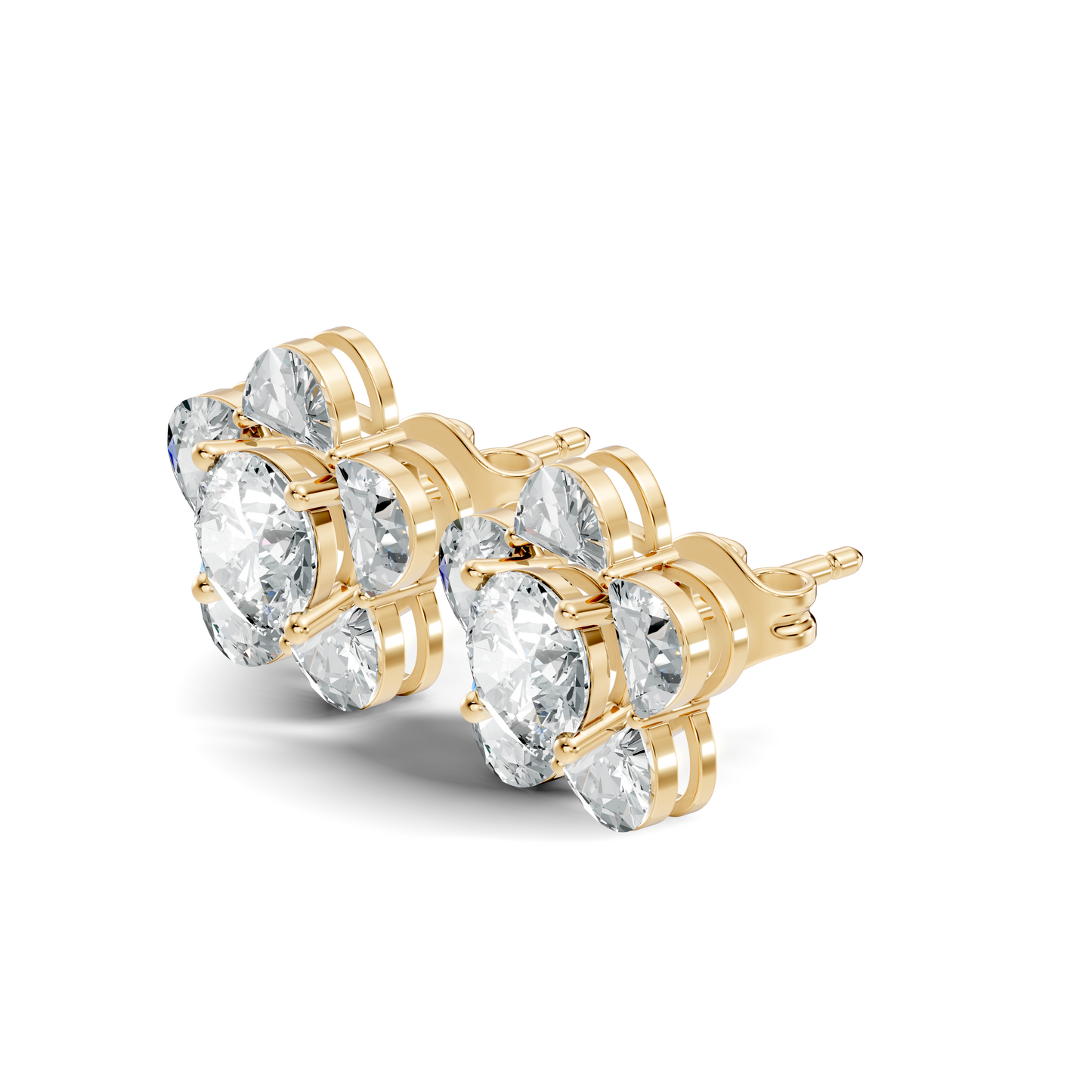 Halfmoon Antique Cut Diamond Stud Earrings Round Lab Grown luxury Stud Earring Perfect Gift For Her