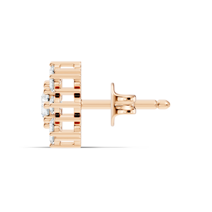 14k Solid Gold Round Shape Sparkling Shinning Elegance New Style Diamond Earrings For Women