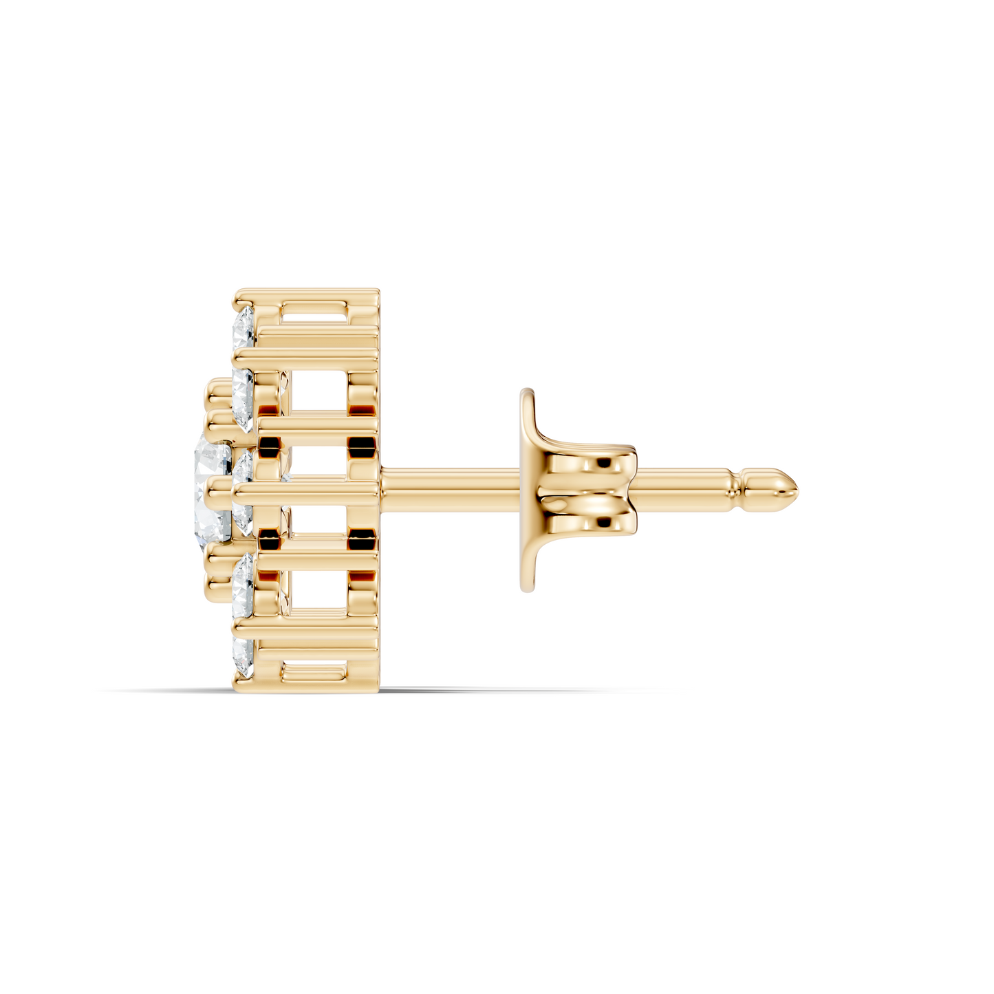 14k Solid Gold Round Shape Sparkling Shinning Elegance New Style Diamond Earrings For Women