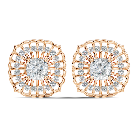 Cushion Square And Round Shape Lab Grown Diamond Sparkling Square Style Diamond Earrings For Her