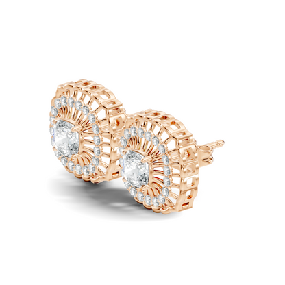 Cushion Square And Round Shape Lab Grown Diamond Sparkling Square Style Diamond Earrings For Her