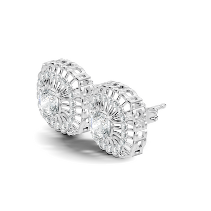 Cushion Square And Round Shape Lab Grown Diamond Sparkling Square Style Diamond Earrings For Her