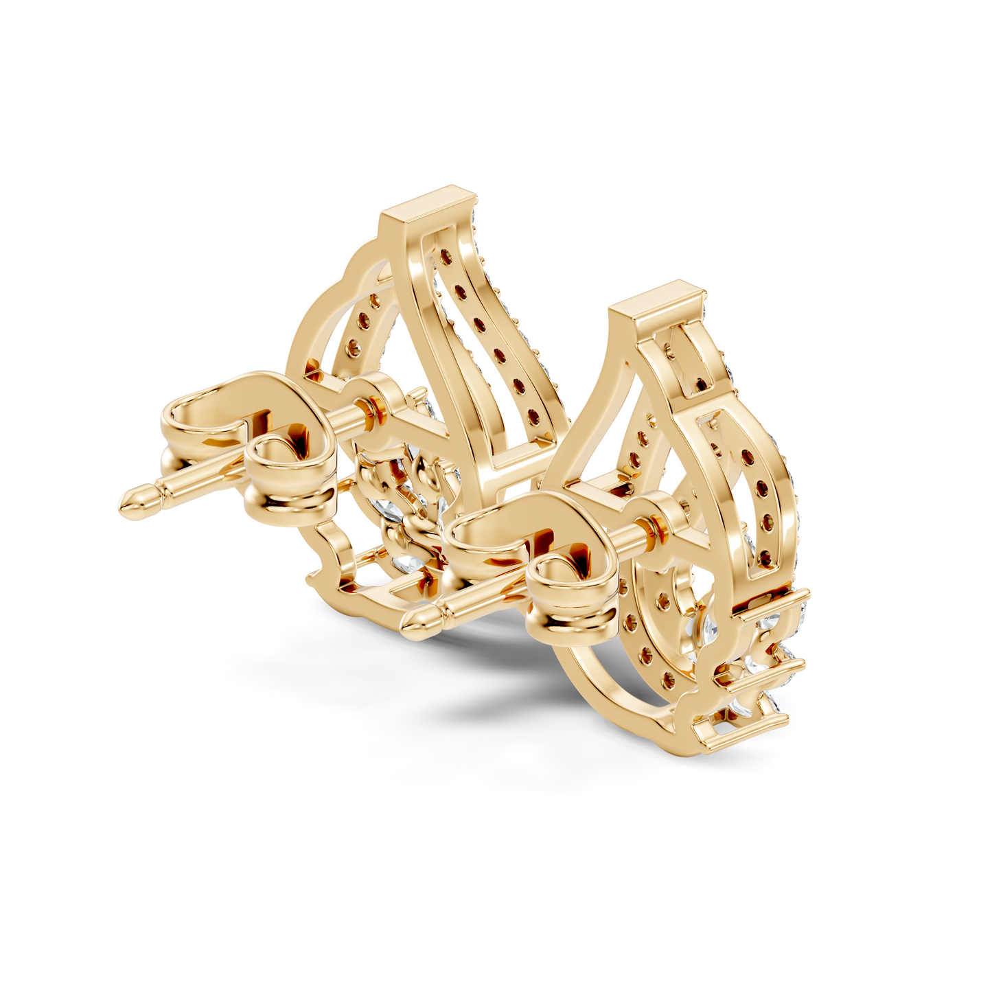 10k Solid White Gold Round And Marquise Shape Lab Grown & Natural Diamond New Style Vintage Minimalist  Diamond Studs Earrings