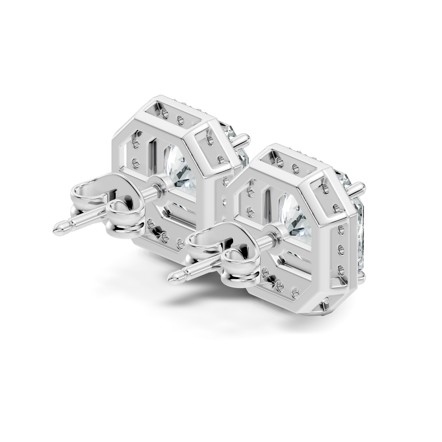 Radiant Square & Round Shape 4.02 Ct  Lab Grown Diamond 14k Solid Gold Stunning New Classic Studs Diamond Earrings For Her Gift