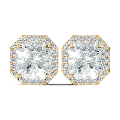 Radiant Square & Round Shape 4.02 Ct  Lab Grown Diamond 14k Solid Gold Stunning New Classic Studs Diamond Earrings For Her Gift