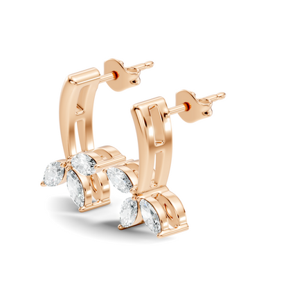 14k Solid rose Gold Marquise Shape Lab Grown Diamond New Style Dazzling Elegance Diamond Earrings For Her