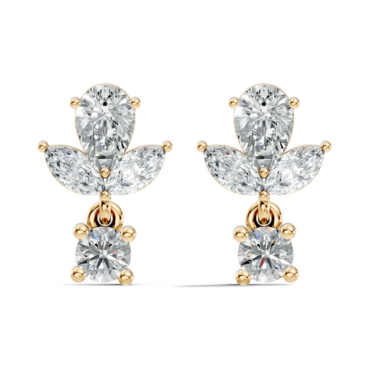 1.51 CT Marquise & Pear Shape Lab Grown Diamond New Vintage Elegance tear drop stud Diamond Earring For Women's