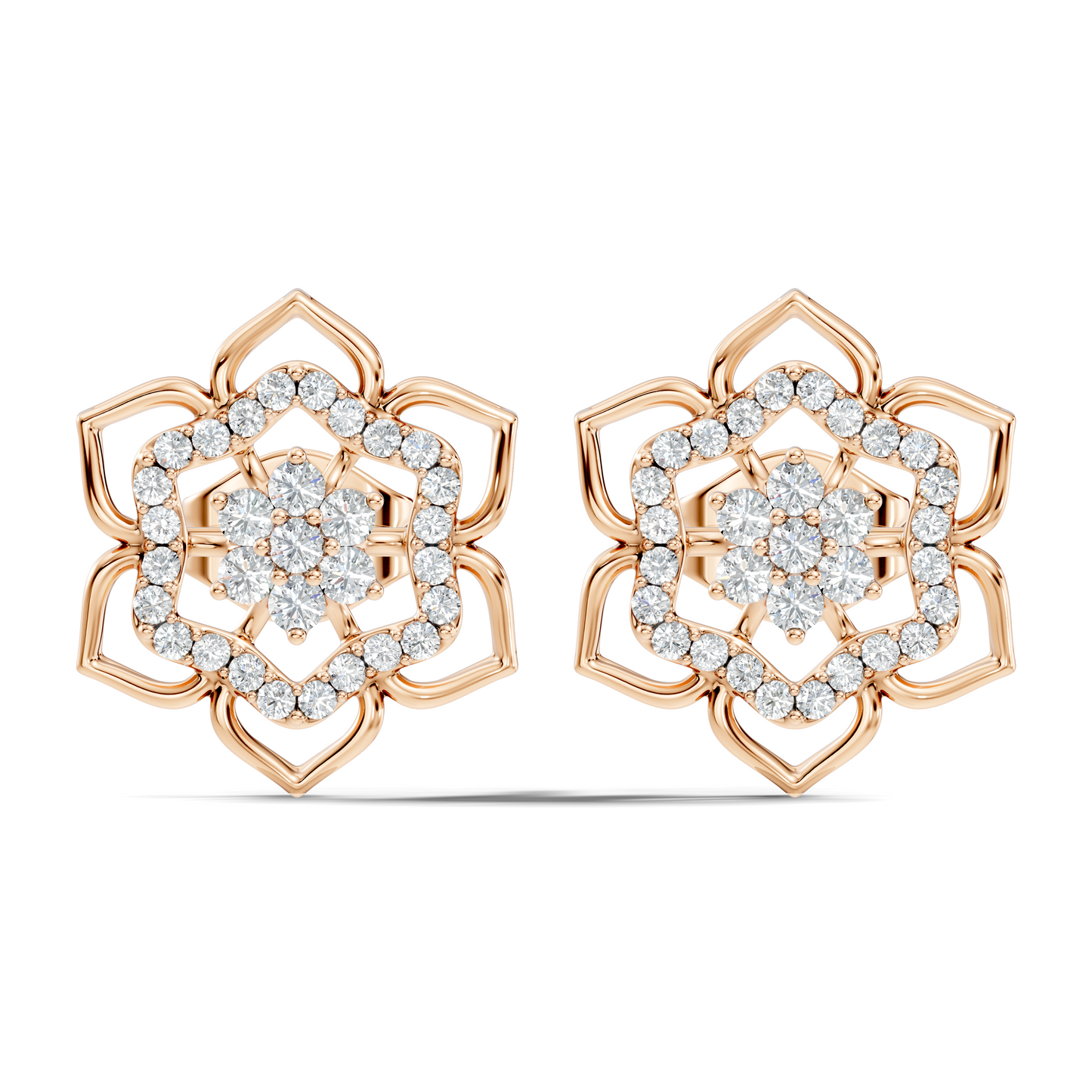 18k Solid Gold Natural & Lab Grown Round Shape Diamond New Classic Elegance Diamond Earrings For Women