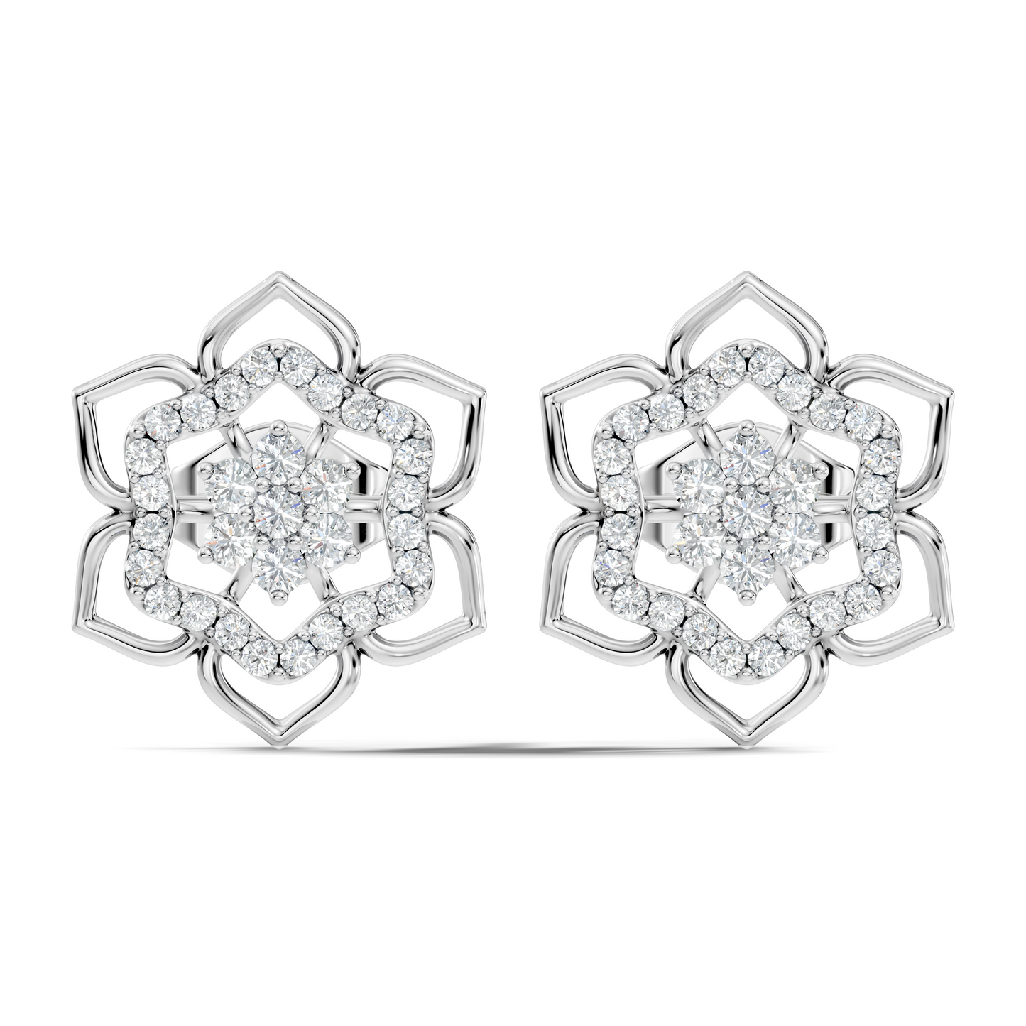 18k Solid Gold Natural & Lab Grown Round Shape Diamond New Classic Elegance Diamond Earrings For Women