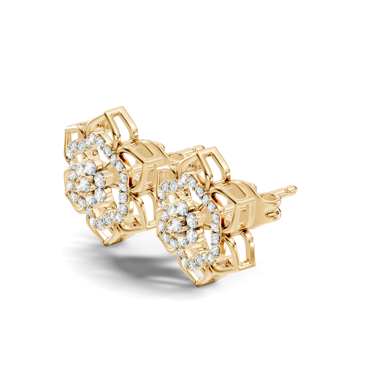 18k Solid Gold Natural & Lab Grown Round Shape Diamond New Classic Elegance Diamond Earrings For Women