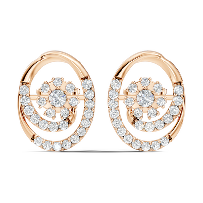 Round Shape Lab Grown- Natural Diamond New Style Elegance Vintage Diamond 14k Solid Gold Earrings For  Daily Wear