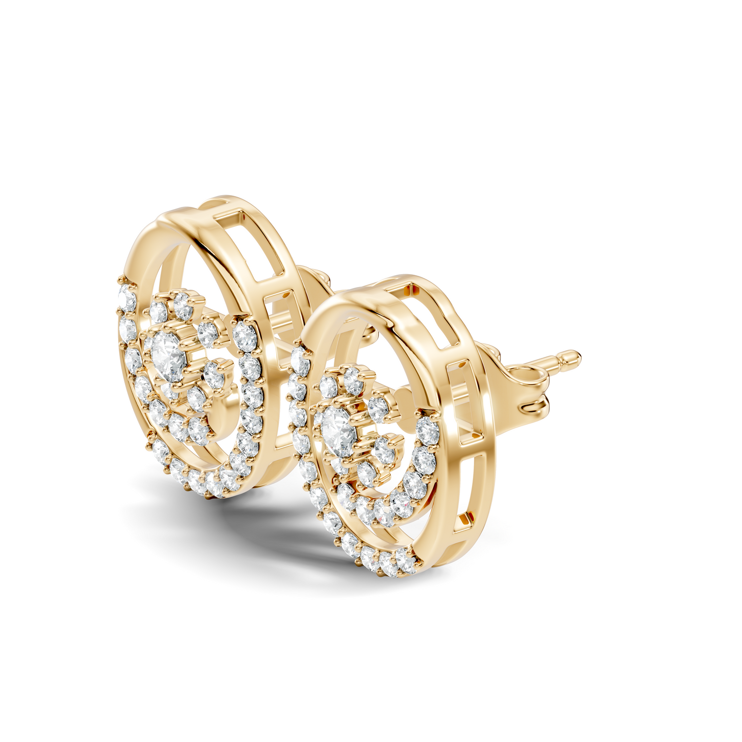 Round Shape Lab Grown- Natural Diamond New Style Elegance Vintage Diamond 14k Solid Gold Earrings For  Daily Wear