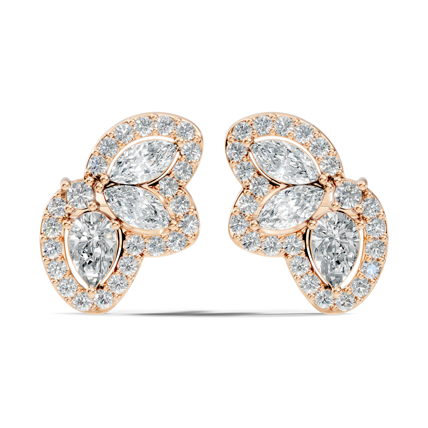 Round, Pear, Marquise Shape 10k Solid White Gold Natural & Lab Grown Diamond Shinning Elegance Earrings Anniversary Gift for Women