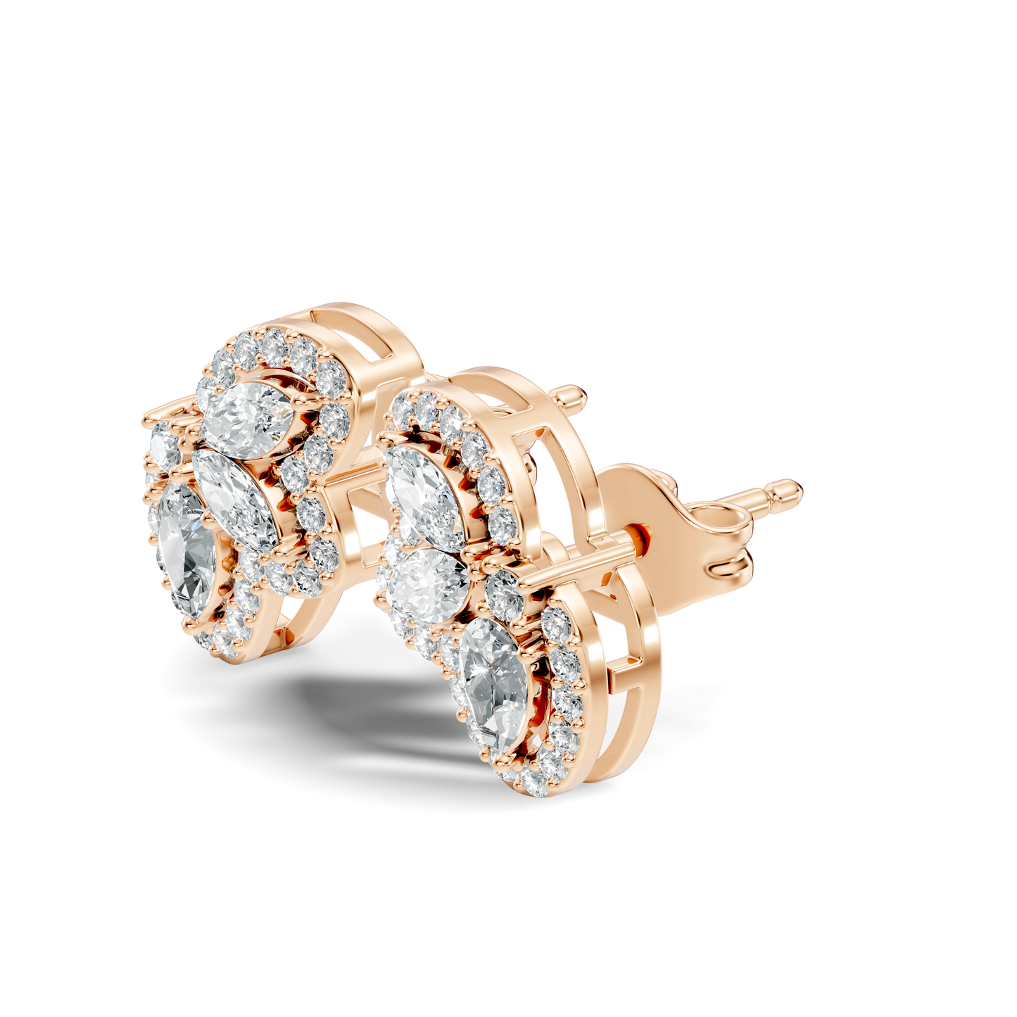 Round, Pear, Marquise Shape 10k Solid White Gold Natural & Lab Grown Diamond Shinning Elegance Earrings Anniversary Gift for Women