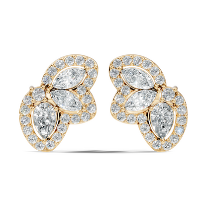 Round, Pear, Marquise Shape 10k Solid White Gold Natural & Lab Grown Diamond Shinning Elegance Earrings Anniversary Gift for Women