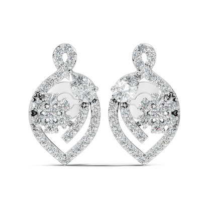 Pear & Round Shape 14k Solid Gold  Lab Grown- Natural Diamond Earrings For Daily wear For Women