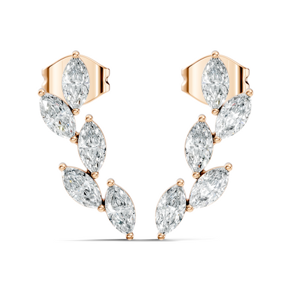 10k Solid Rose Gold Dainty 1.00 carat Marquise Shape Lab grown & Natural Diamond Earrings For Her