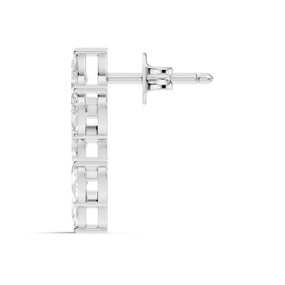 10k Solid Rose Gold Dainty 1.00 carat Marquise Shape Lab grown & Natural Diamond Earrings For Her