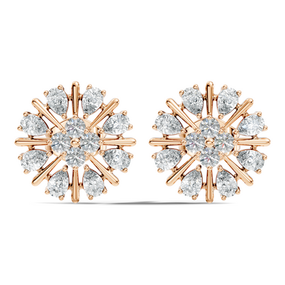 2.32 Ct Sparkling Round Style Round & Pear Shape Natural-Lab Grown Diamond Esthetical Party Wear Diamond Earrings For Women