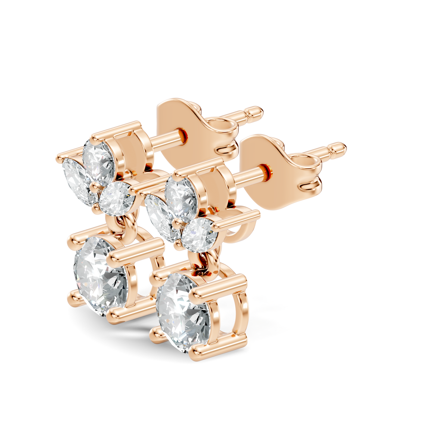 Timeless 1.60 Ct Lab Grown Round Brilliant & Marquise Diamond Drop Earrings