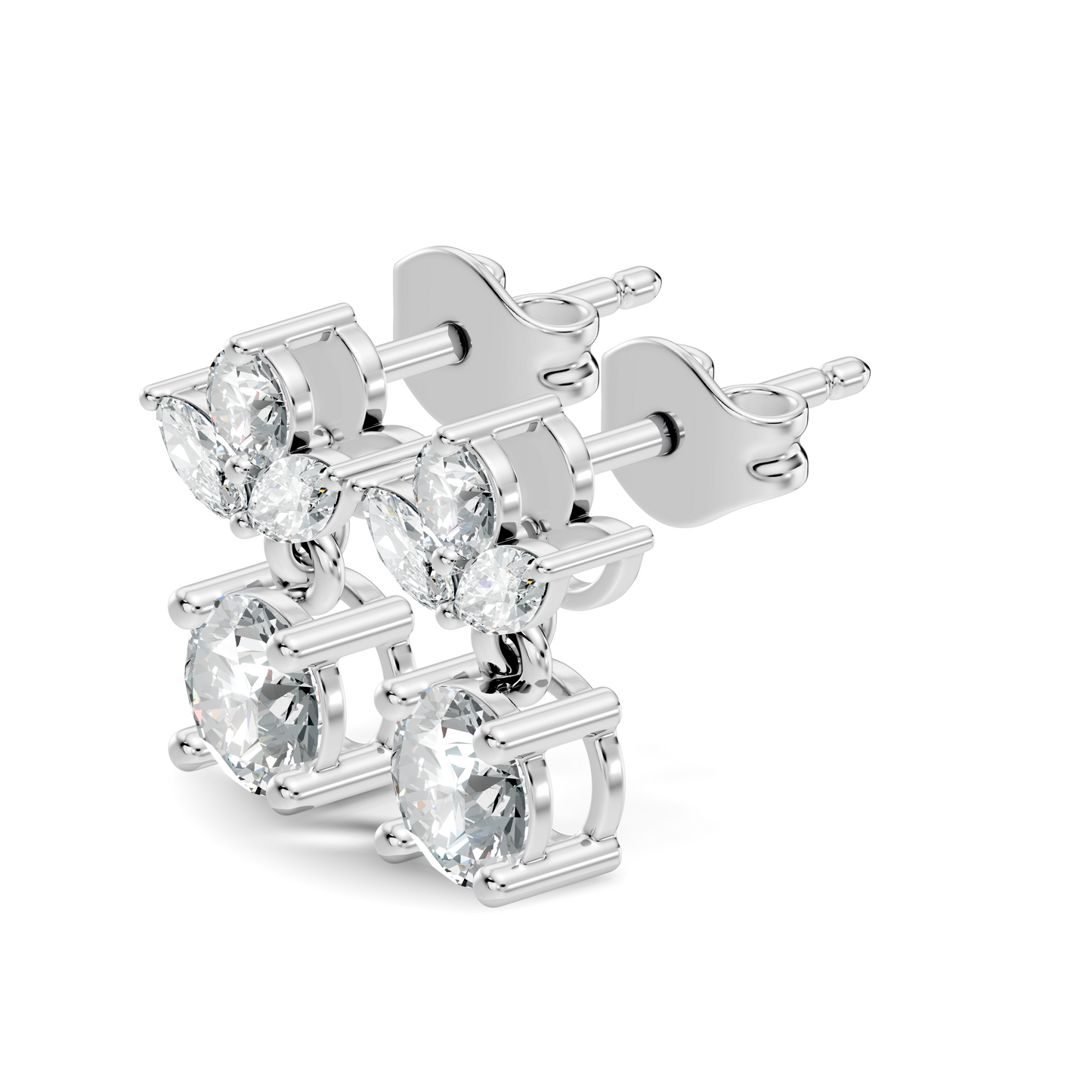 Timeless 1.60 Ct Lab Grown Round Brilliant & Marquise Diamond Drop Earrings