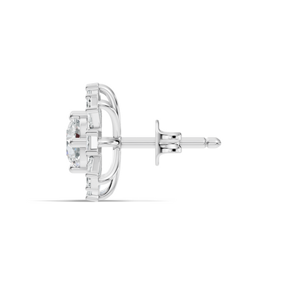 Emerald & Round Shape 10k Solid Gold Lab Grown Diamond Very Dazzling Vintage Diamond Earrings For Her