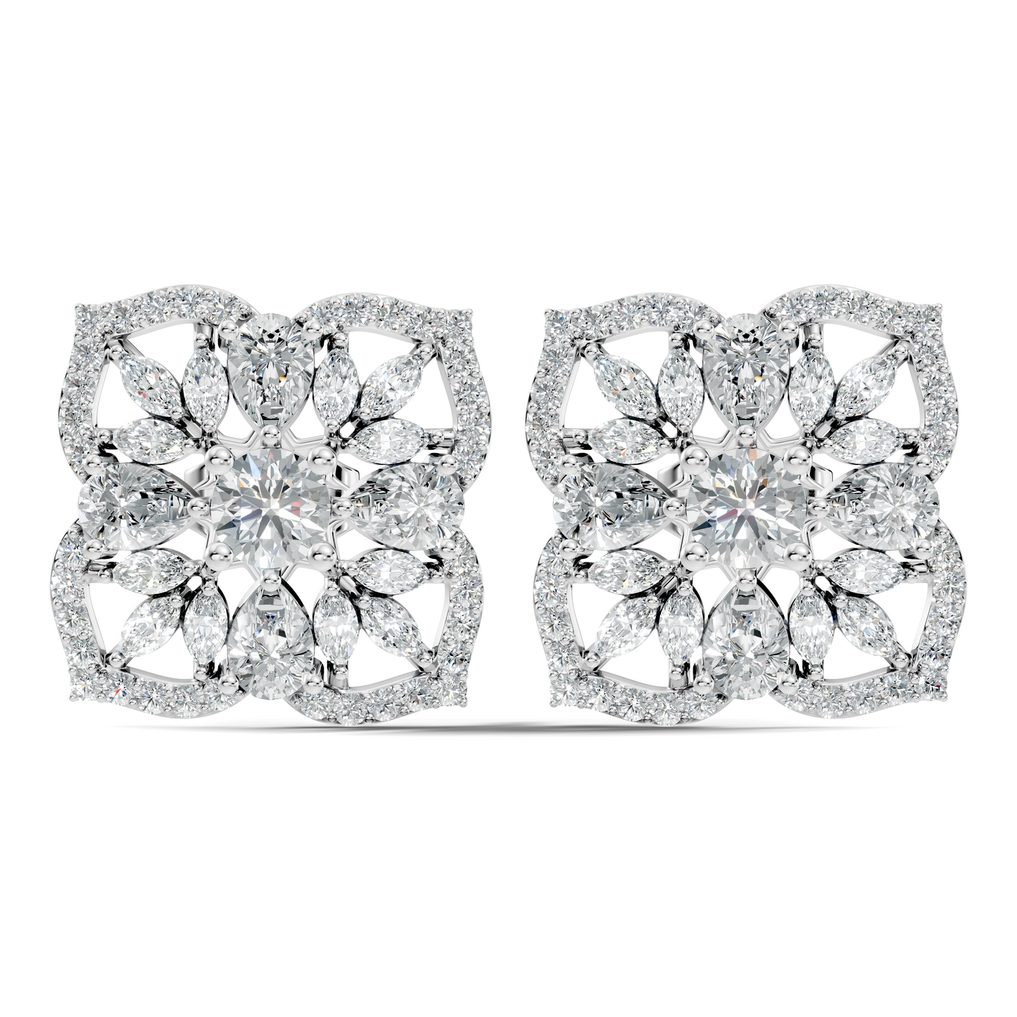 10k Solid Gold Pear, Round, Marquise Shape Lab grown Diamond Stunning Shinny Vintage Earring For Women