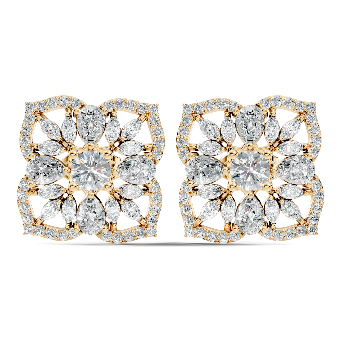 10k Solid Gold Pear, Round, Marquise Shape Lab grown Diamond Stunning Shinny Vintage Earring For Women