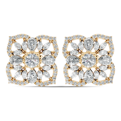 10k Solid Gold Pear, Round, Marquise Shape Lab grown Diamond Stunning Shinny Vintage Earring For Women