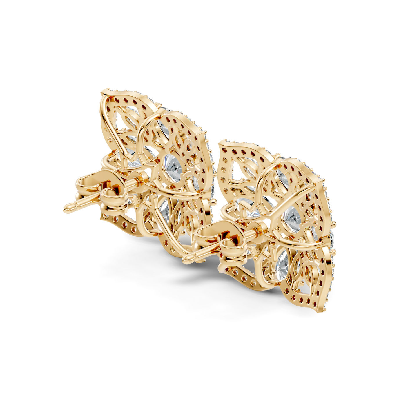 10k Solid Gold Pear, Round, Marquise Shape Lab grown Diamond Stunning Shinny Vintage Earring For Women