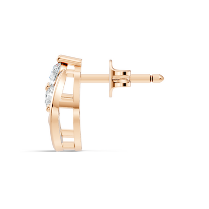 Classic Floral Cluster Round Diamond Stud Earrings 18K White Gold Perfect Gift For Her