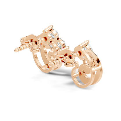 Classic Floral Cluster Round Diamond Stud Earrings 18K White Gold Perfect Gift For Her