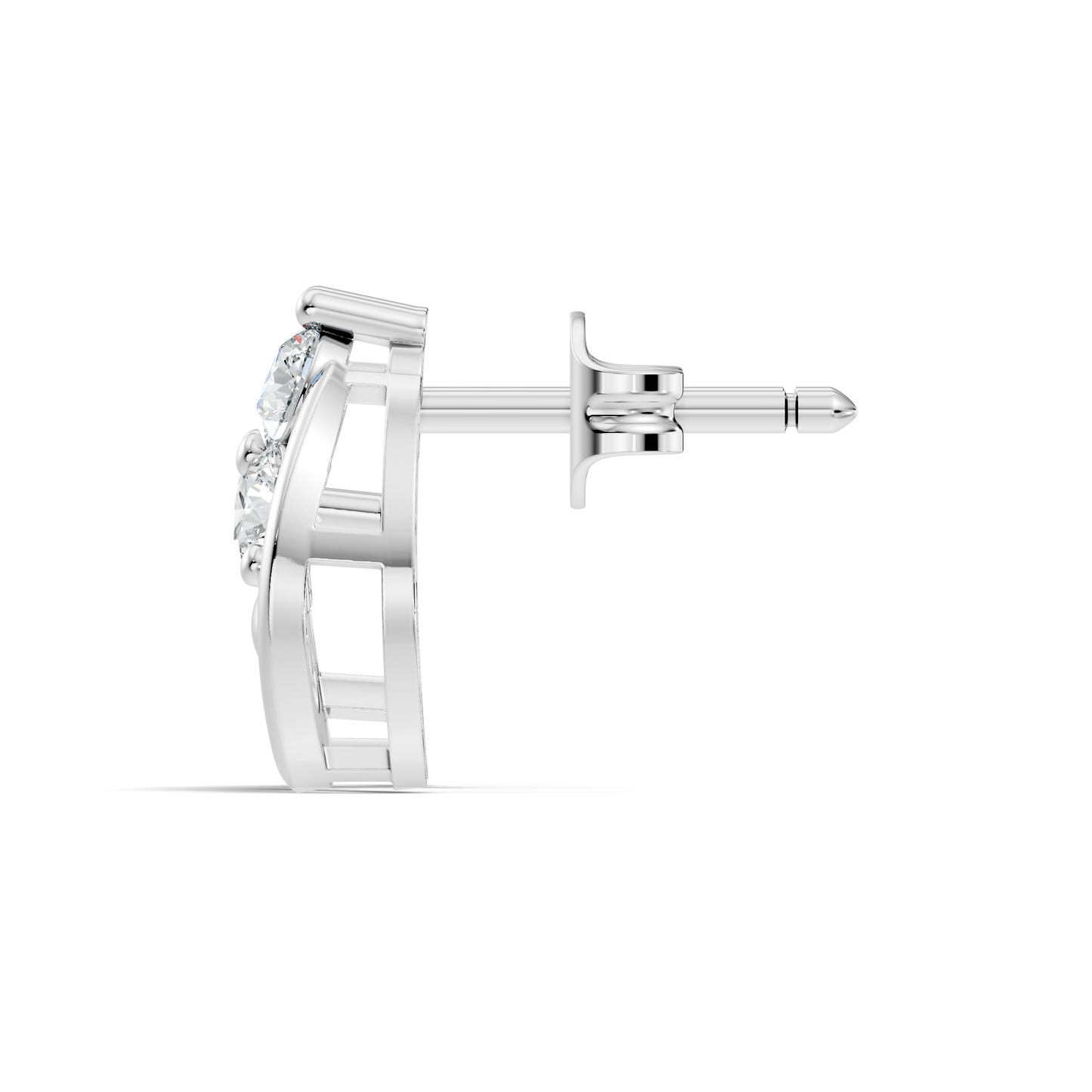 Classic Floral Cluster Round Diamond Stud Earrings 18K White Gold Perfect Gift For Her