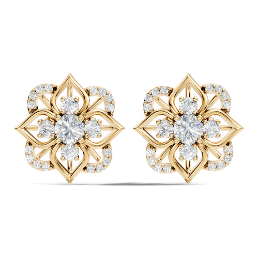 Round Shape Labgrown Diamond Stud Earring For Her In 14K Solid Rose Gold